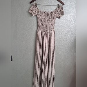 J For Justify Off The Shoulder Striped Wide Leg Jump Suit  Size M